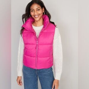 Water-Resistant Quilted Puffer Vest Old Navy Pink Size Large